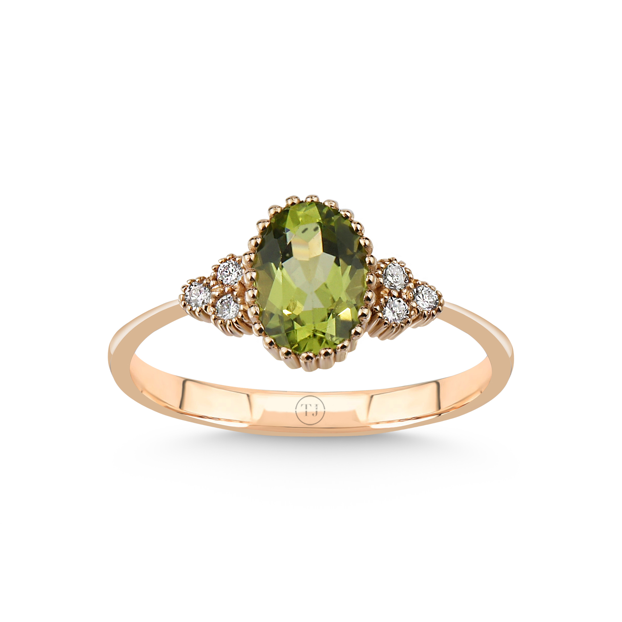 Pırlantalı Peridot Oval Kesim Yüzük 1 Pırlantalı Peridot Oval Kesim Yüzük
