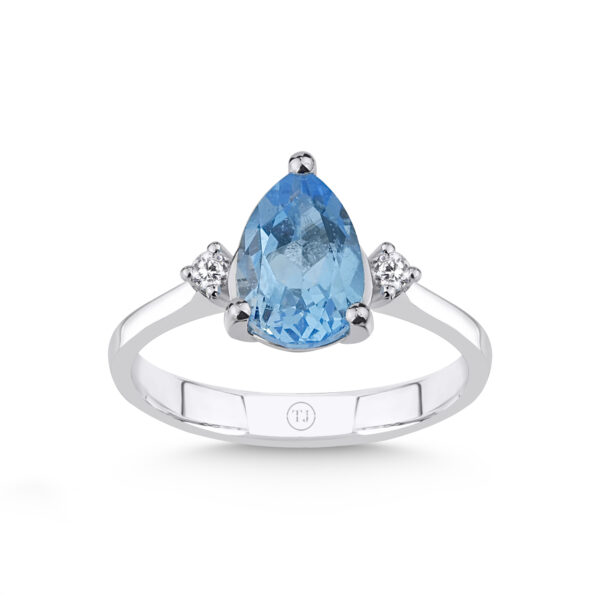 Pırlantalı Blue Topaz Damla Kesim